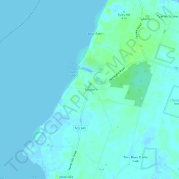 Bivalve topographic map, elevation, terrain
