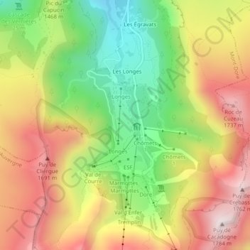 Plan des Longes topographic map, elevation, terrain
