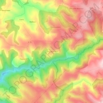Le Mas del Puech topographic map, elevation, terrain