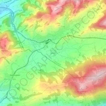 Zwislen topographic map, elevation, terrain