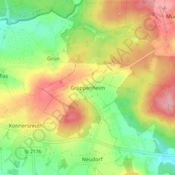 Groppenheim topographic map, elevation, terrain