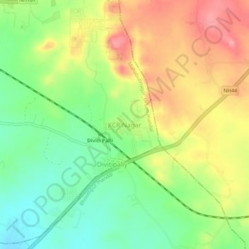 KCR Nagar topographic map, elevation, terrain