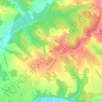 Peyrel topographic map, elevation, terrain