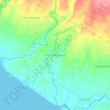 Tegal Mengkeb topographic map, elevation, terrain