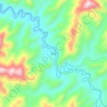 那腊 topographic map, elevation, terrain