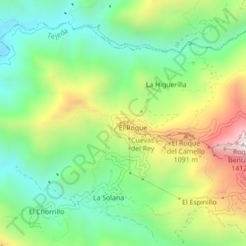 El Roque topographic map, elevation, terrain