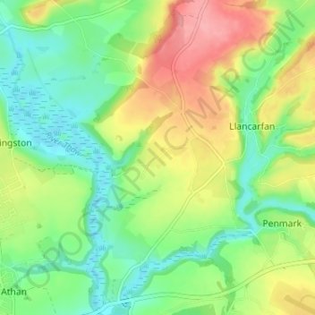 Llanbethery topographic map, elevation, terrain