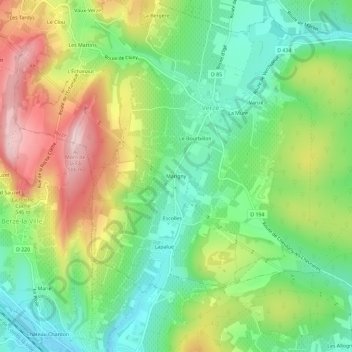 Marigny topographic map, elevation, terrain