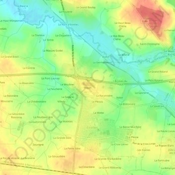 Piquet topographic map, elevation, terrain