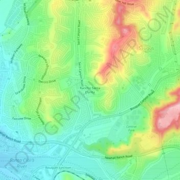 Rancho Santa Clarita topographic map, elevation, terrain