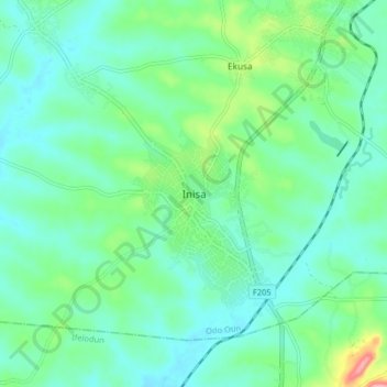 Inisa topographic map, elevation, terrain
