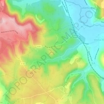 Alayrac topographic map, elevation, terrain
