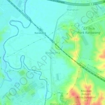Wanakerta topographic map, elevation, terrain