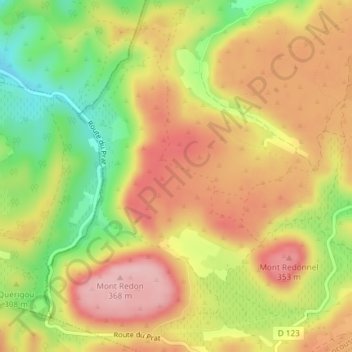 Monedières topographic map, elevation, terrain