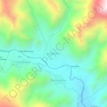 Achumani topographic map, elevation, terrain