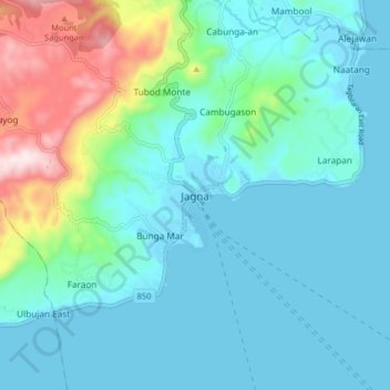Jagna topographic map, elevation, terrain