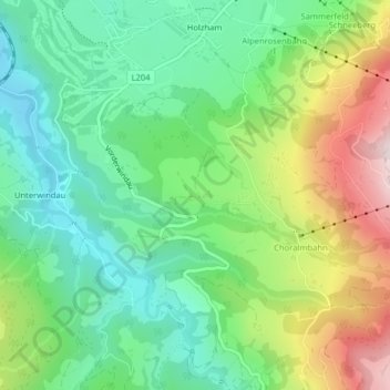 Vorderwindau topographic map, elevation, terrain