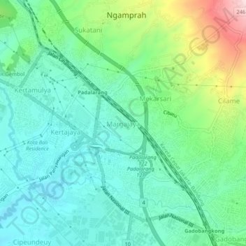 Margajaya topographic map, elevation, terrain