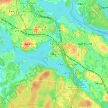 Fållan topographic map, elevation, terrain