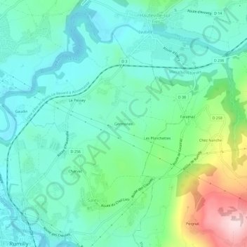 Germonex topographic map, elevation, terrain