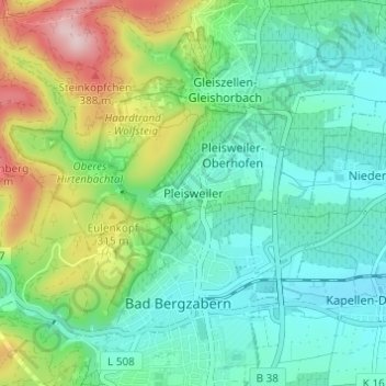 Pleisweiler topographic map, elevation, terrain