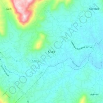 Kilala topographic map, elevation, terrain
