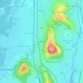 Regent Forest topographic map, elevation, terrain