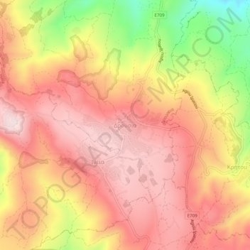 Drousha topographic map, elevation, terrain