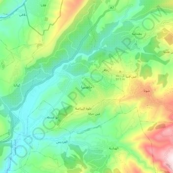 Hasbaya topographic map, elevation, terrain