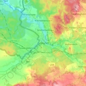 Gmünd topographic map, elevation, terrain