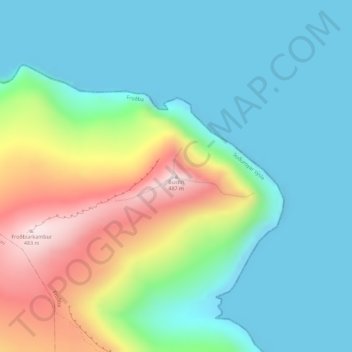 Bustin topographic map, elevation, terrain