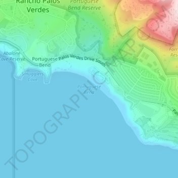 Portuguese Bend topographic map, elevation, terrain