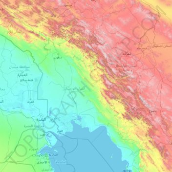 Khuzestan topographic map, elevation, terrain