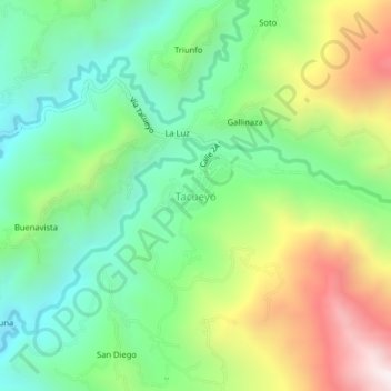 Tacueyó topographic map, elevation, terrain