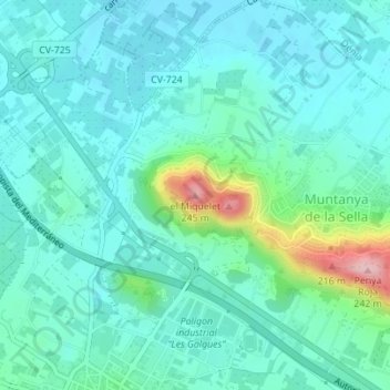 el Miquelet topographic map, elevation, terrain