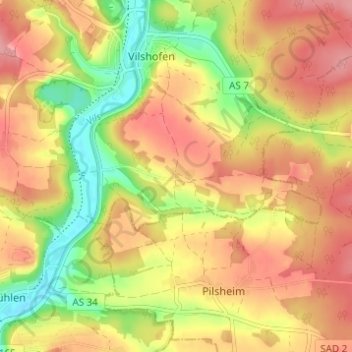 Gattershof topographic map, elevation, terrain