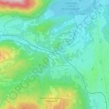 Klais topographic map, elevation, terrain