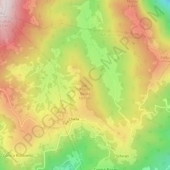 Monte Baldo topographic map, elevation, terrain
