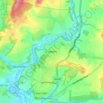 Cookley topographic map, elevation, terrain