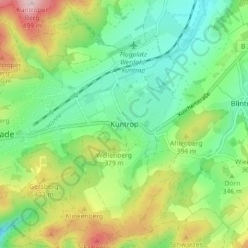 Küntrop topographic map, elevation, terrain
