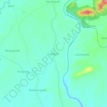 Udaygiri topographic map, elevation, terrain