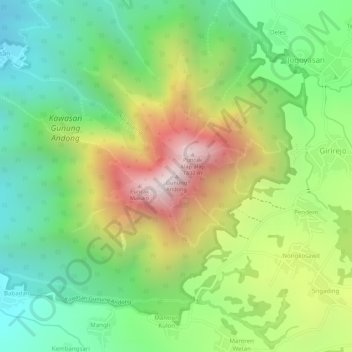 Gunung Andong topographic map, elevation, terrain