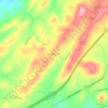 Mountain View topographic map, elevation, terrain