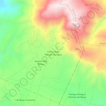 Cerro Verde Pampa Churigua topographic map, elevation, terrain
