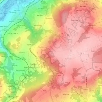 Kerivin topographic map, elevation, terrain