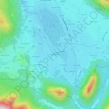 Niederachen topographic map, elevation, terrain