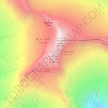 Sahale Mountain topographic map, elevation, terrain