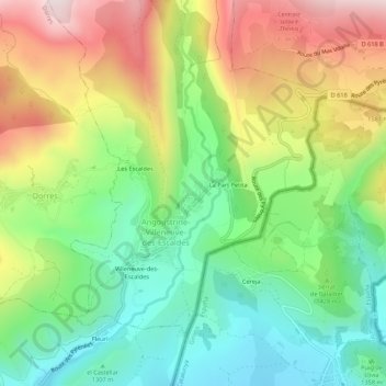 Angoustrine topographic map, elevation, terrain
