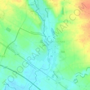 Puyletard topographic map, elevation, terrain