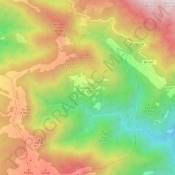 la Castanya topographic map, elevation, terrain